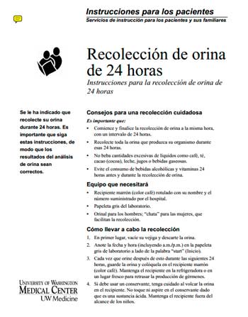 Recogida de orina 24 horas